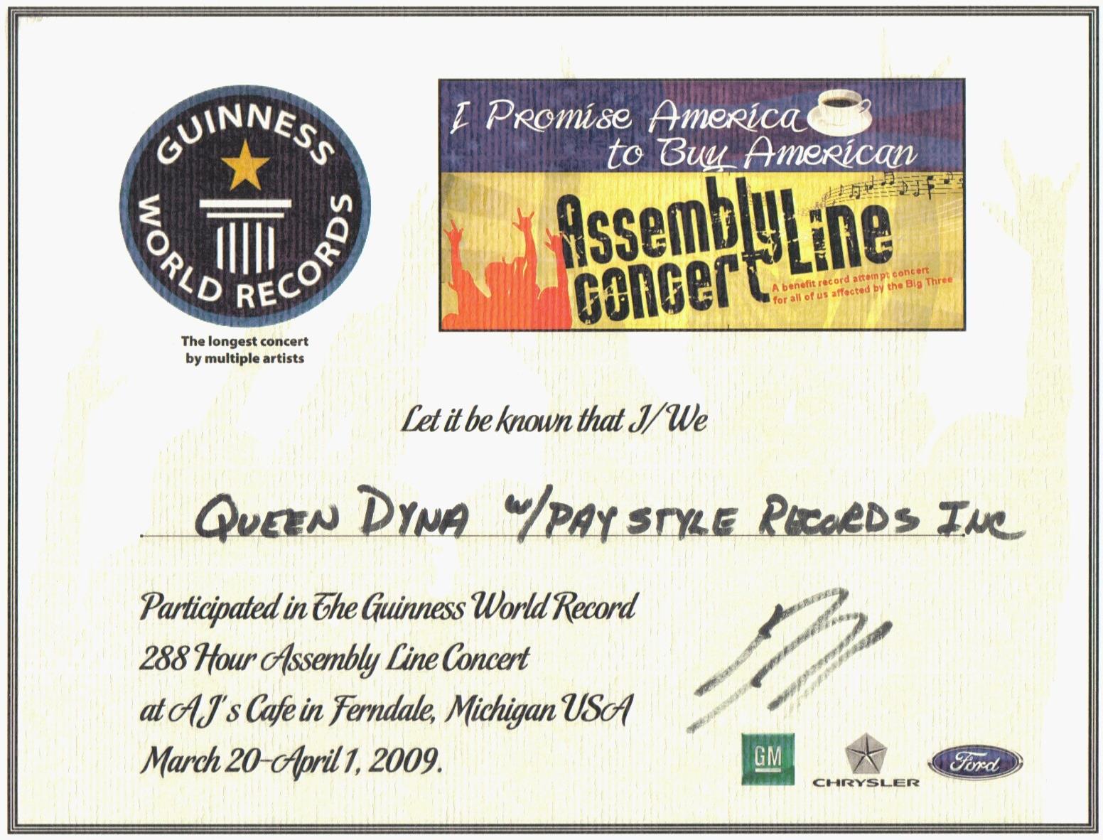 Queen Dyna Paystyle Records Guiness